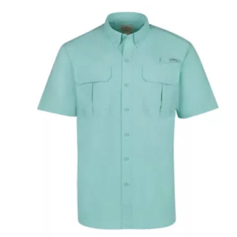 Blue Mountain Men's Fishing‎ Light Blue Shoet Sleeve Shirt size M athletic